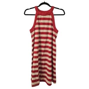 Red and White GAP Women's Towel Terry Stripe Halter Dress
